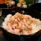 adding shrimp & soy sauce